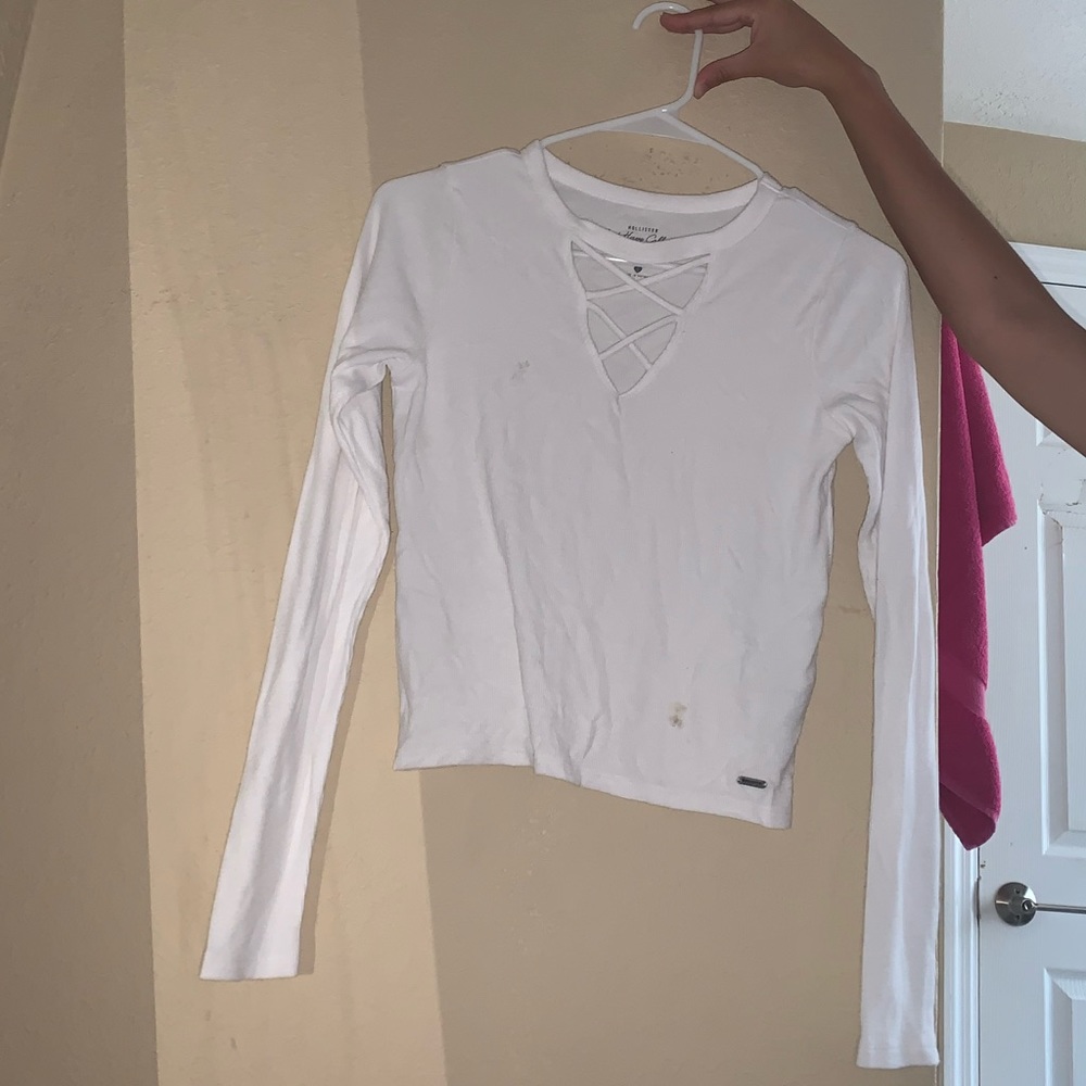 Hollister white 3/4 sleeve